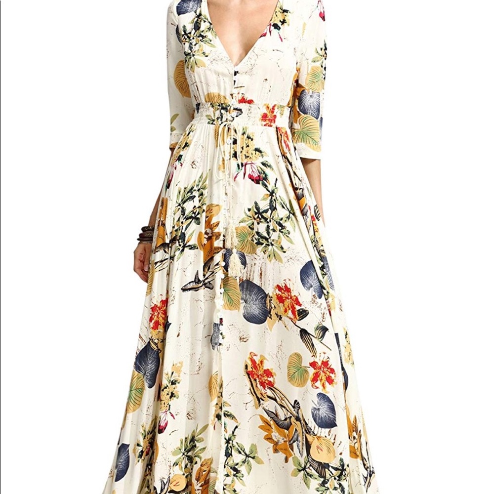 Floral Bohemian Button Down Maxi Dress